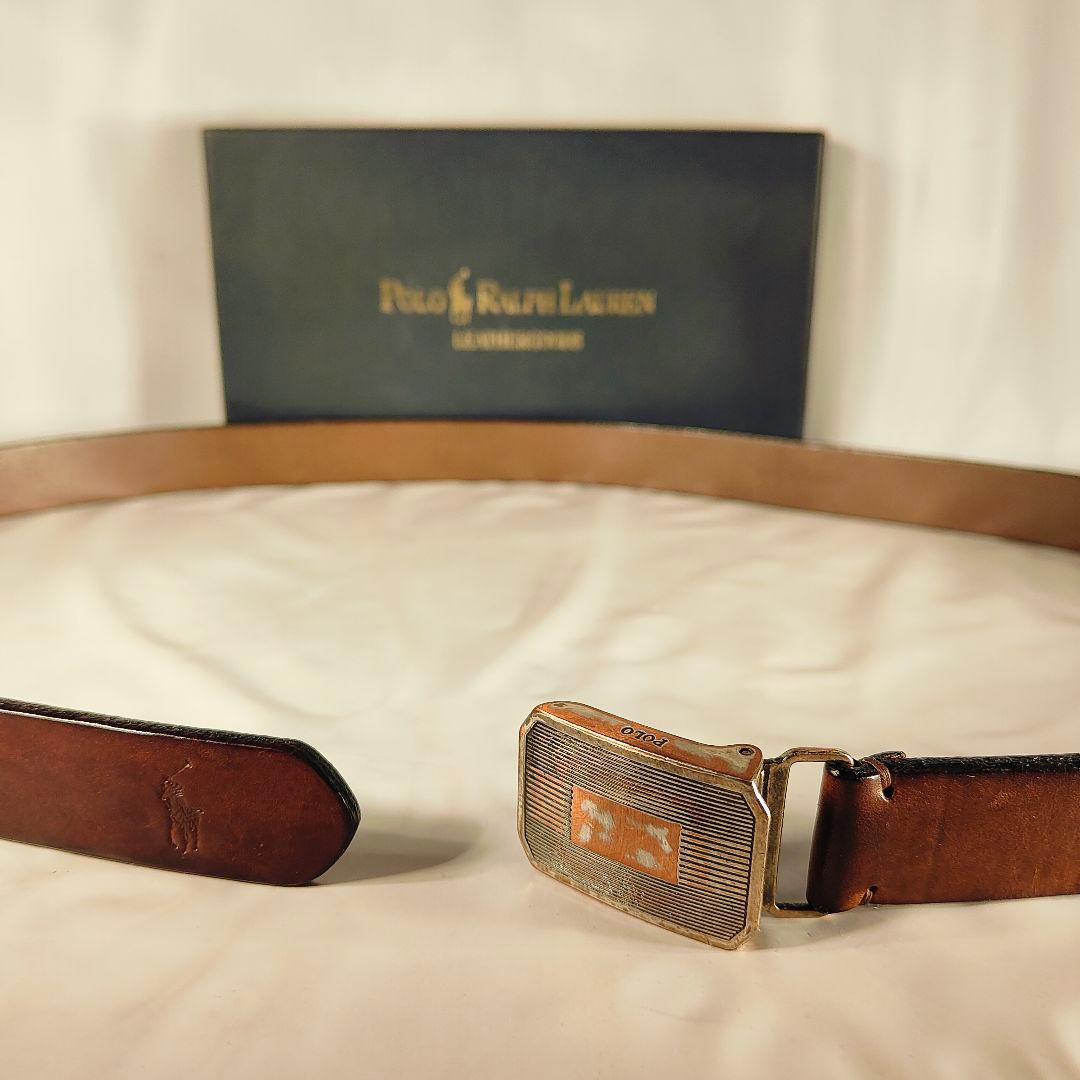 【ヴィンテージ】PRL RALPH LAUREN　高級厚本革ドレスベルト　正規品