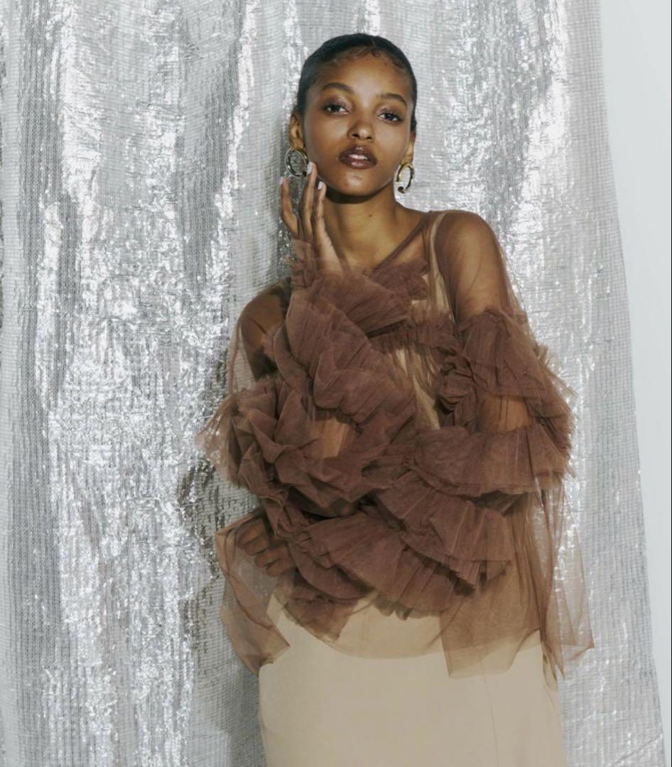 andresd チュールトップス ブラウン