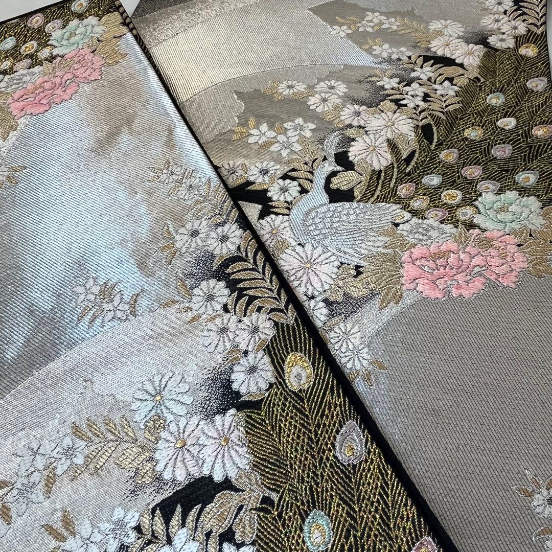 振袖　振り袖　成人式　フルセット　正絹　灰色　グレー　灰茶　絞り　菊　花柄
