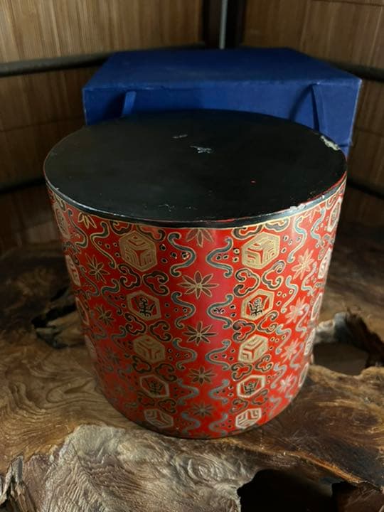 中国美術 時代 木/乾漆 朱塗り黒塗り 大筒/筒 共箱 処分価格