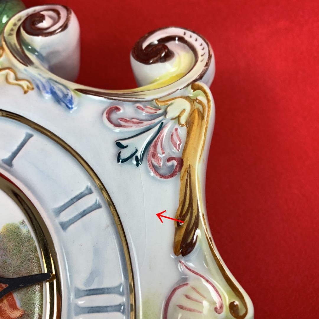 陶器振り子時計 カポデモンテ イタリー製