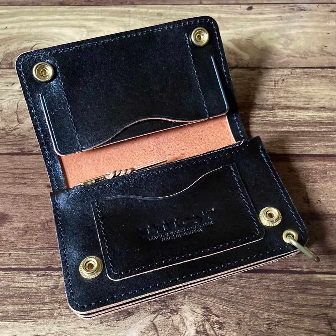 【★RAT★】ミドルトラッカーウォレット茶芯ブラック【お札を折らずに収納】