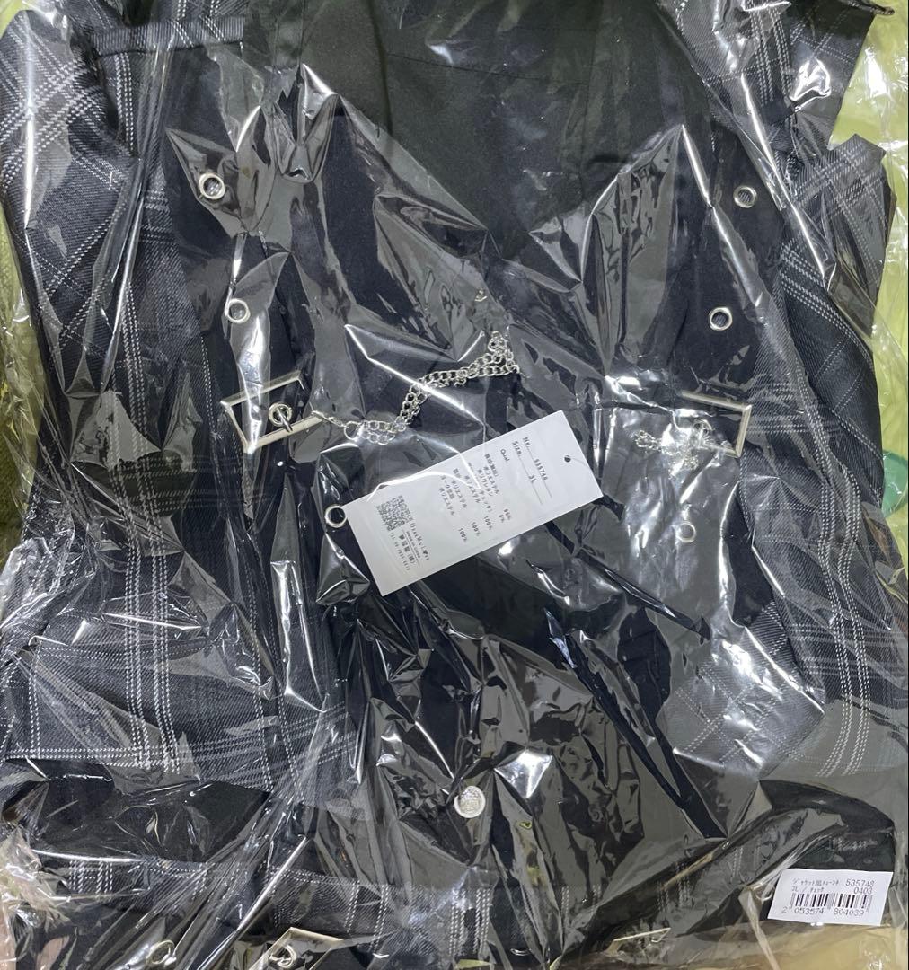 夢展望 ジャケット風チェーンネクタイベルトプリーツワンピース