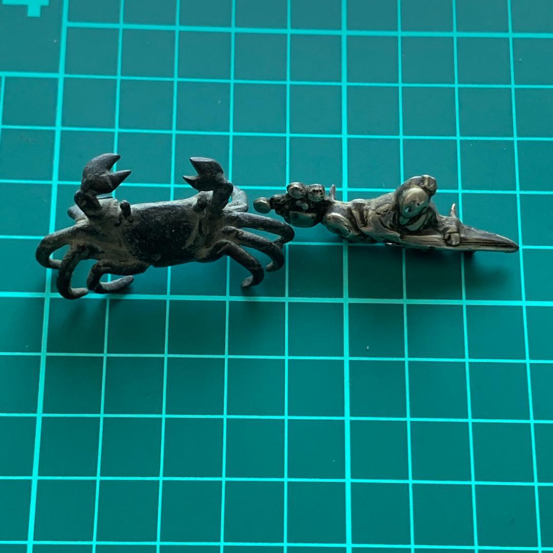 蟹　弁財天　インテリア　ピンバッジ　昭和レトロ　古道具　ビンテージ　希少