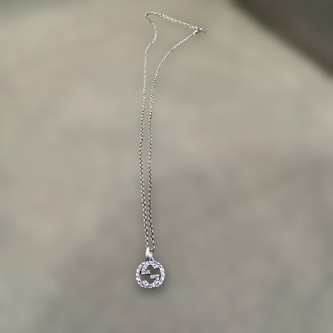 シルバー 円形ペンダント ネックレス