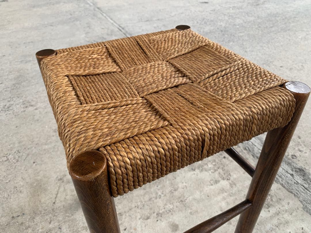 アンティーク ラッシュ スツール 縄編み チェア 民芸家具 椅子 No.4