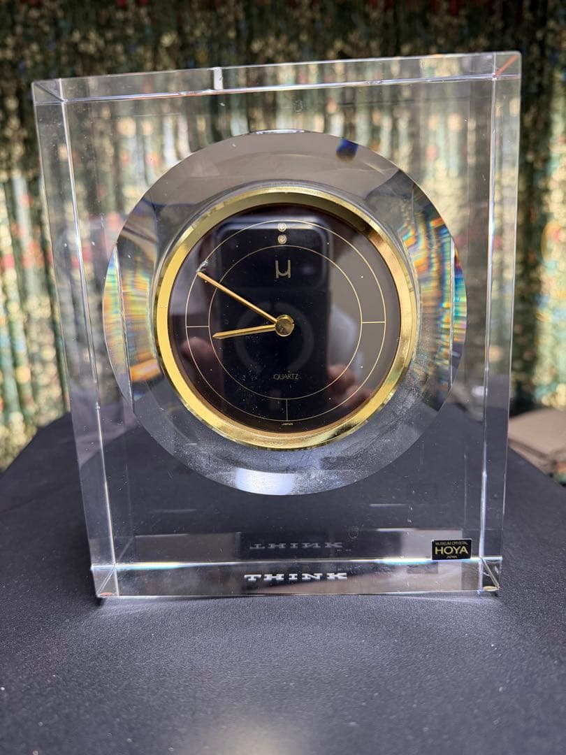 THINK アクリル 置時計 黒/金