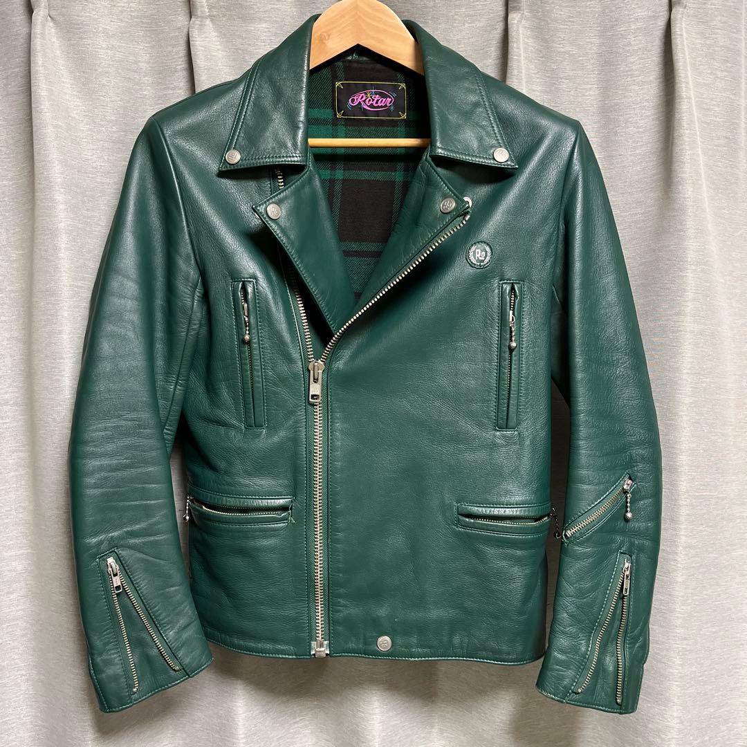 そ*ら様 rotar ローター ライダース グリーン　Mレザー 牛革