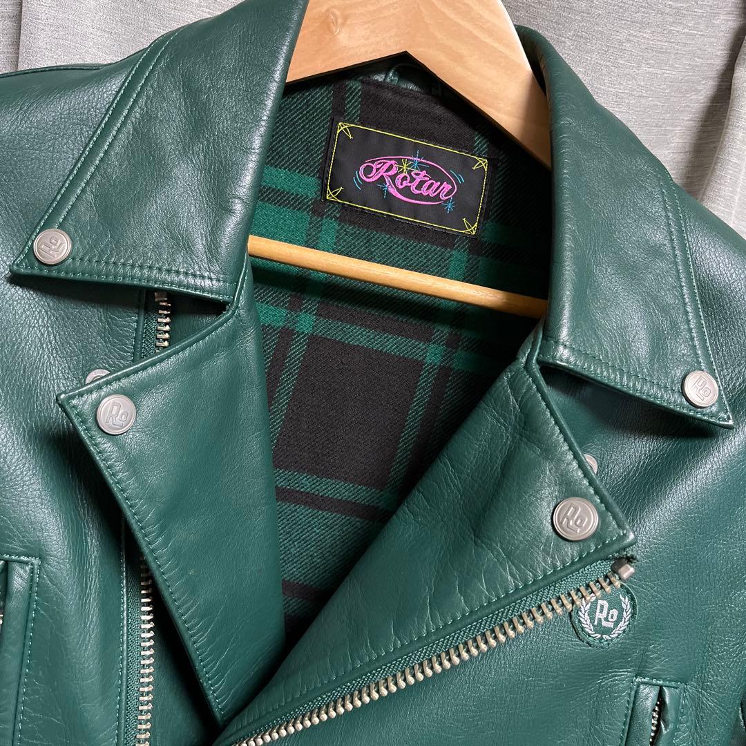 そ*ら様 rotar ローター ライダース グリーン　Mレザー 牛革