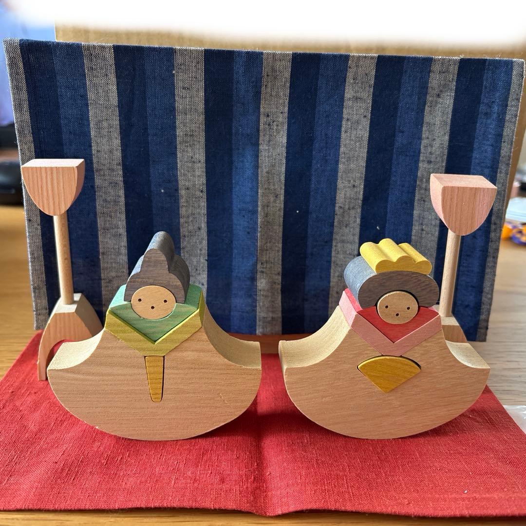 小黒三郎 組み木　銀杏びな　24ミリ　もうせん青　雛人形