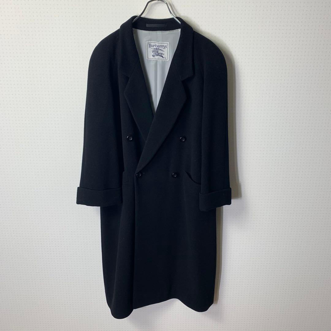 美品 Burberrys カシミアブレンドウールダブルコート ブラック 90s
