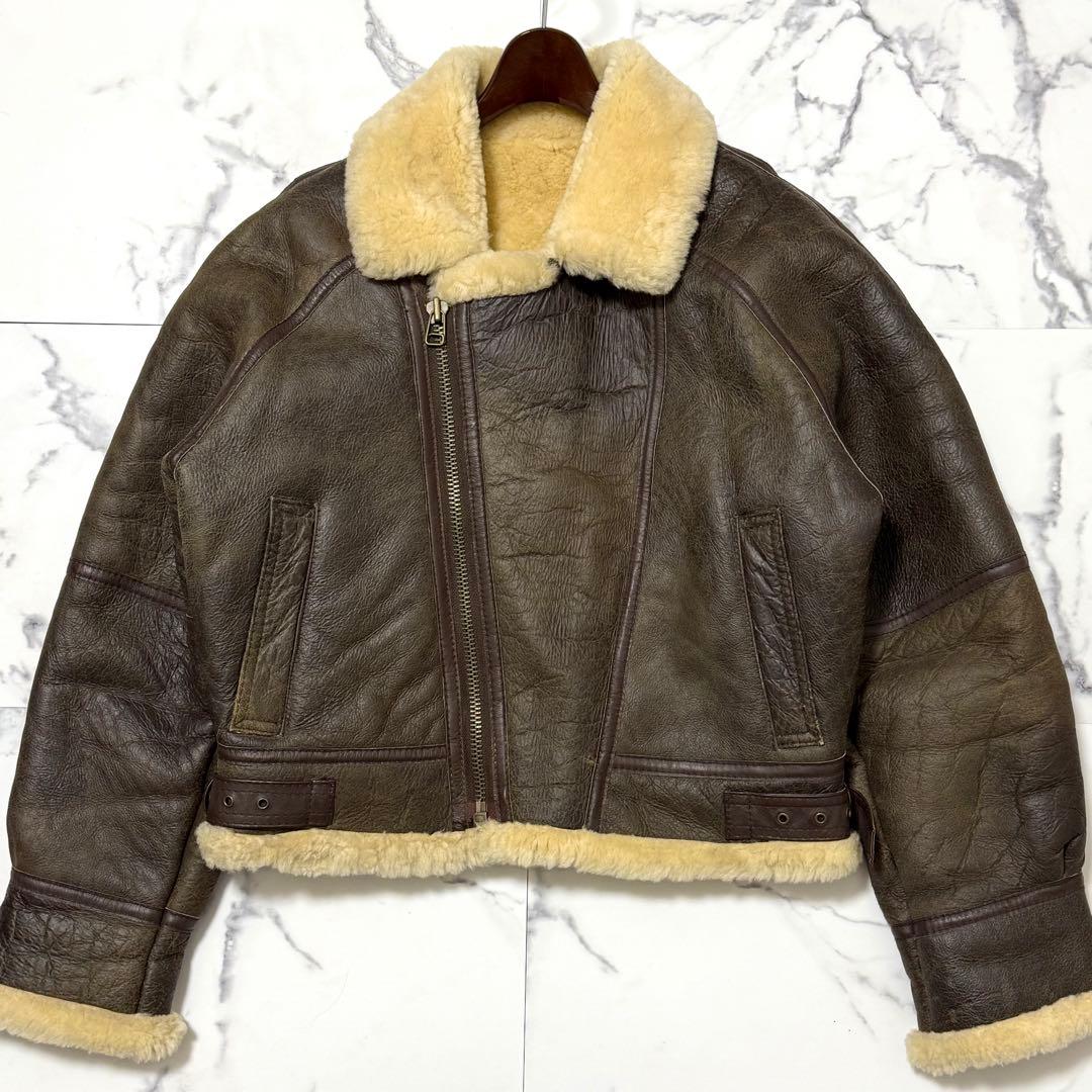 希少 L 相当 B-3 フライトジャケット ムートン コート ボア 極暖 肉厚