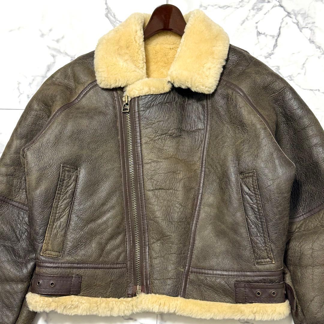 希少 L 相当 B-3 フライトジャケット ムートン コート ボア 極暖 肉厚