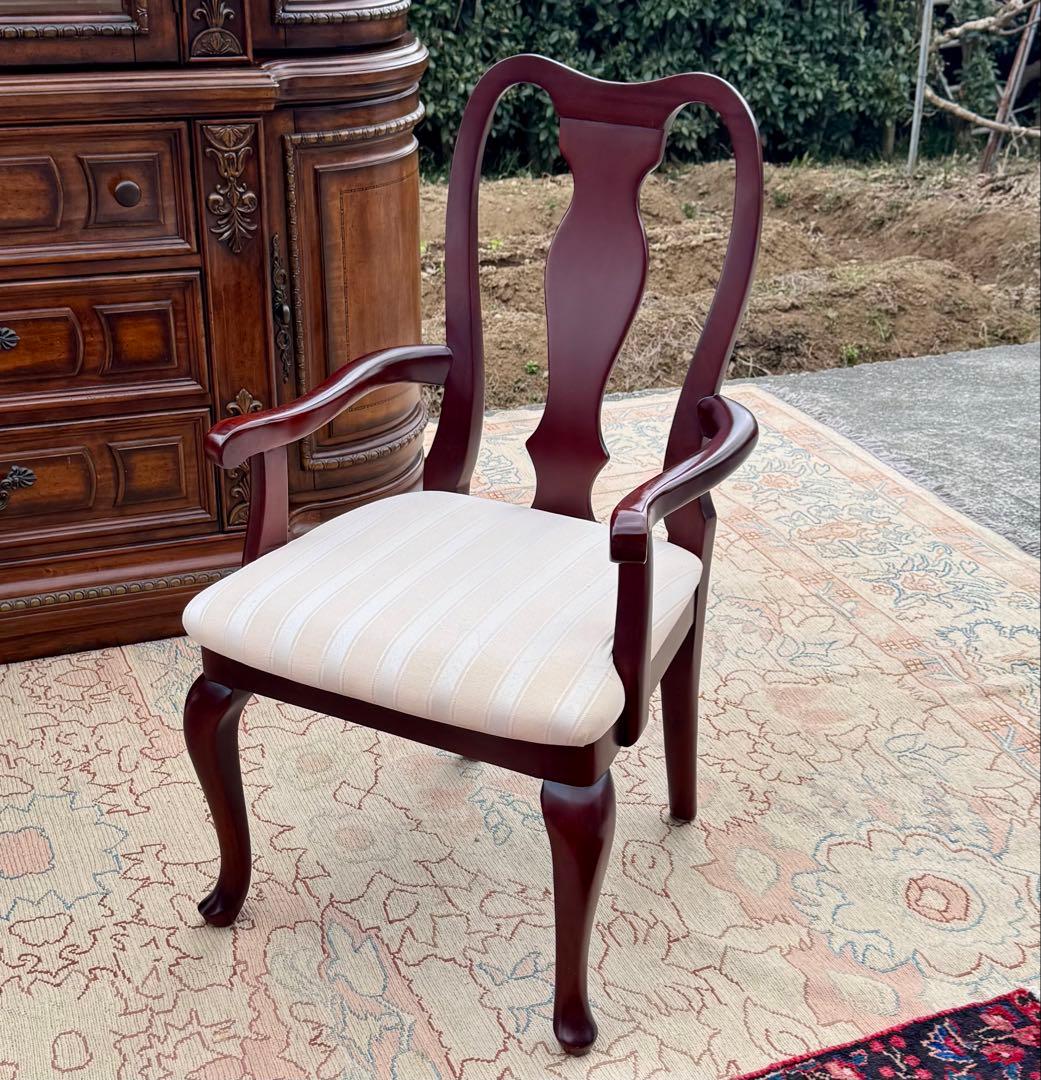 IDC大塚家具 クイーンアン様式 マホガニーダイニングチェア1脚