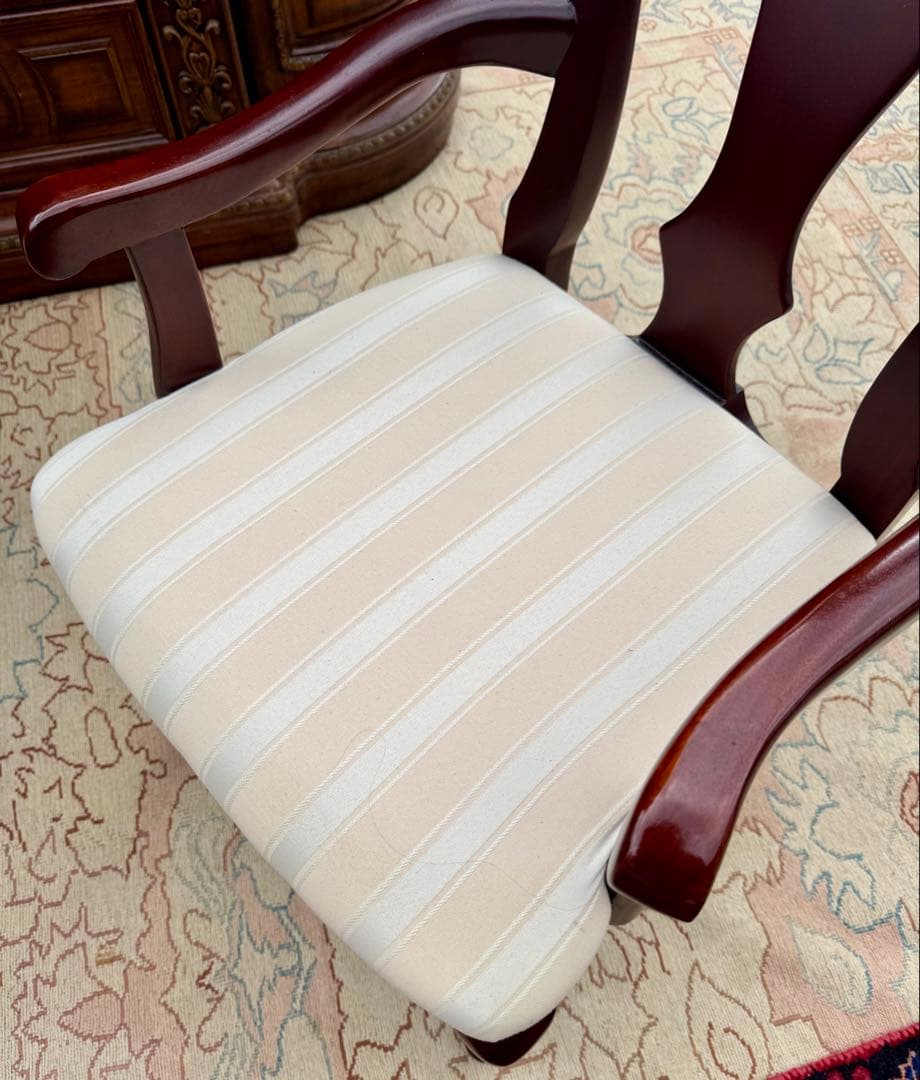 IDC大塚家具 クイーンアン様式 マホガニーダイニングチェア1脚