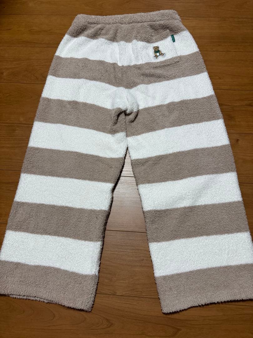 ジェラートピケ×スターバックスコラボ　パウダーベア刺繍ボーダーロングパンツ