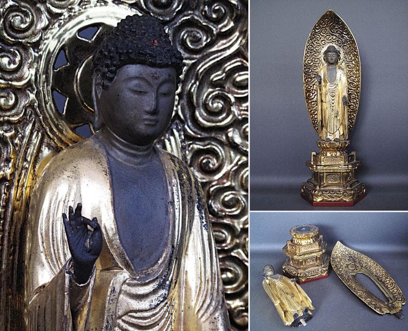 大幅値下げ‼️古仏！江戸後期『木造 阿弥陀如来立像』総高52㎝