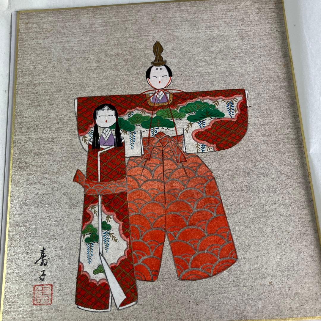 立ち雛　日本画　色紙絵　お雛様　あやめ
