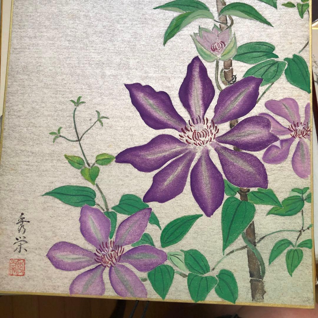 立ち雛　日本画　色紙絵　お雛様　あやめ