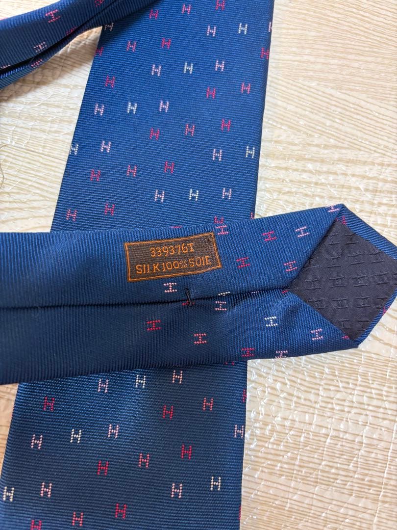 HERMES ネクタイ ブルー ショッパー付き