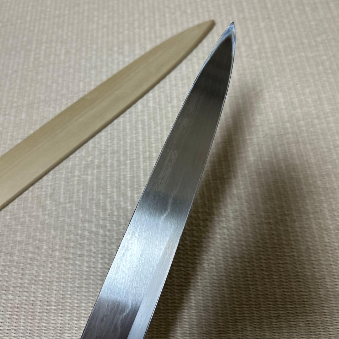 本焼　柳刃　包丁　和包丁　伯鳳研ぎ　水本焼　鏡面仕上げ　黒檀黒水牛銀巻八角柄