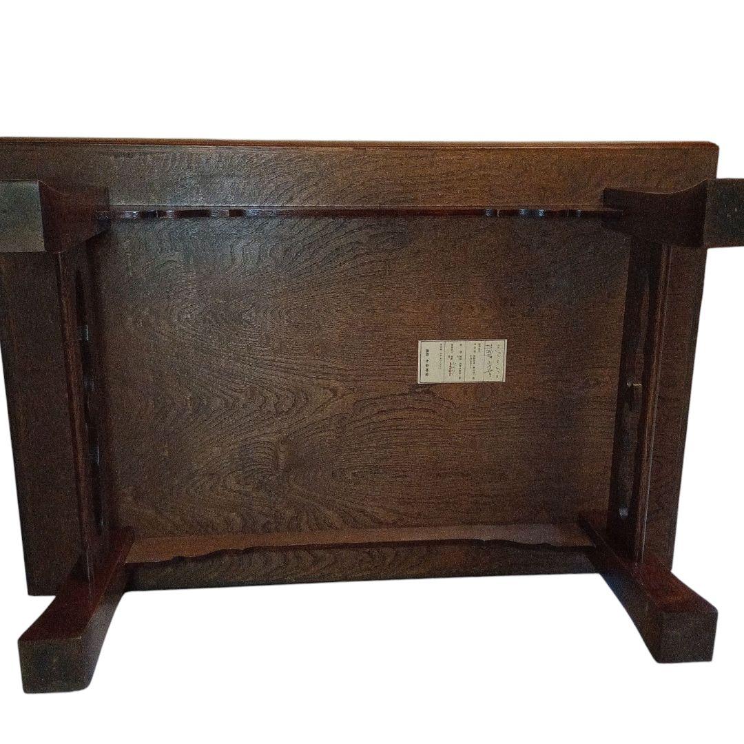 《文机》天然木（栃）柾目 90×60cm 濃い茶色　和アンティーク調　座卓　美品