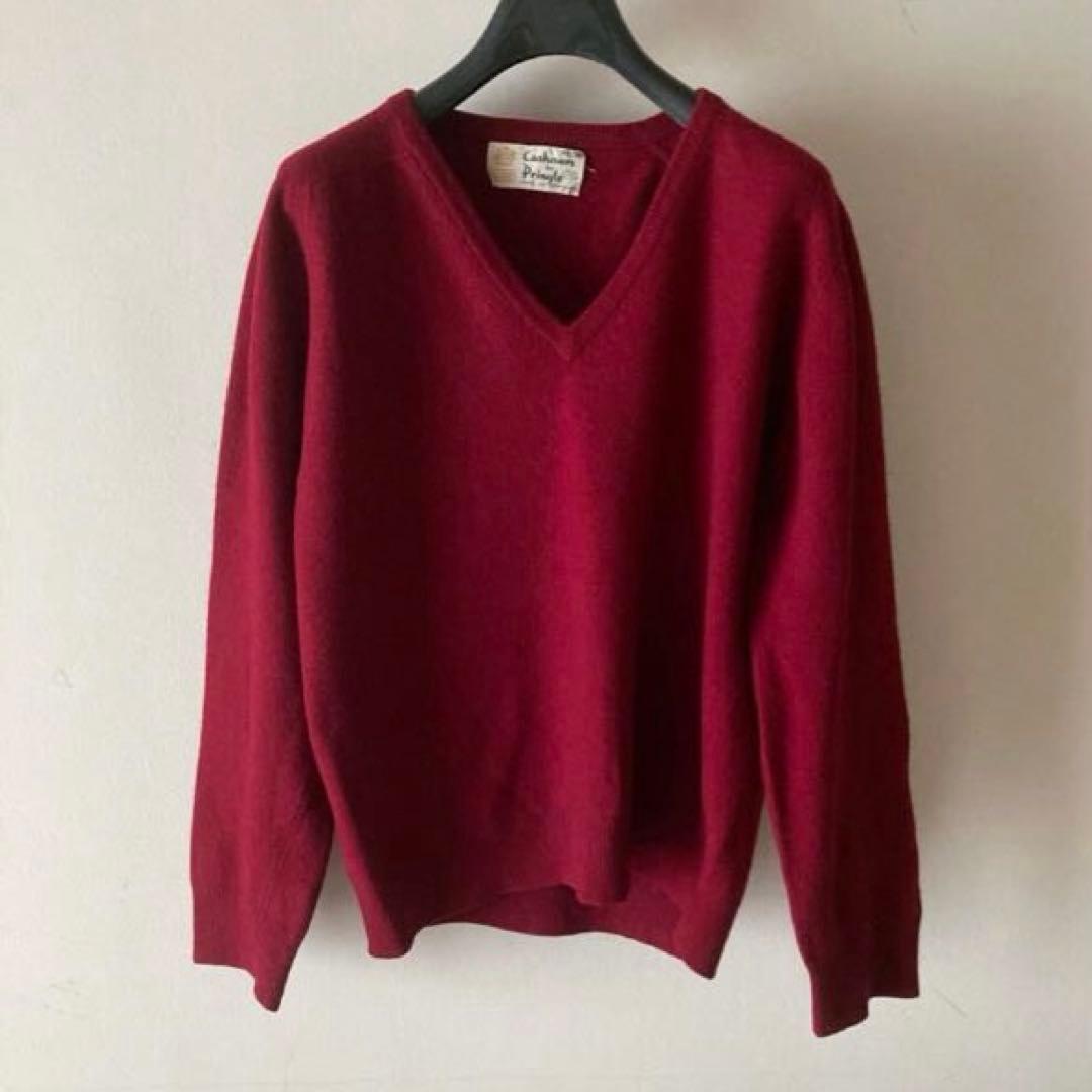 スコットランド製プリングル＊ふわとろカシミヤ100% ゆるいVネックニット＊