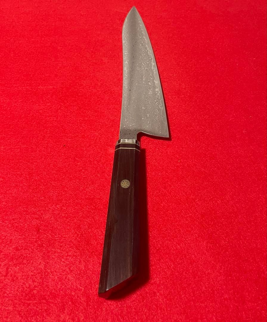 墨流し　VG10 ダマスカス　牛刀　反り