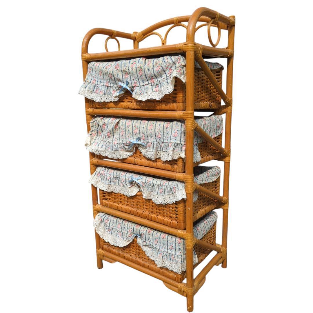 籐 ラタン チェスト4段 インテリア 昭和レトロ 箪笥