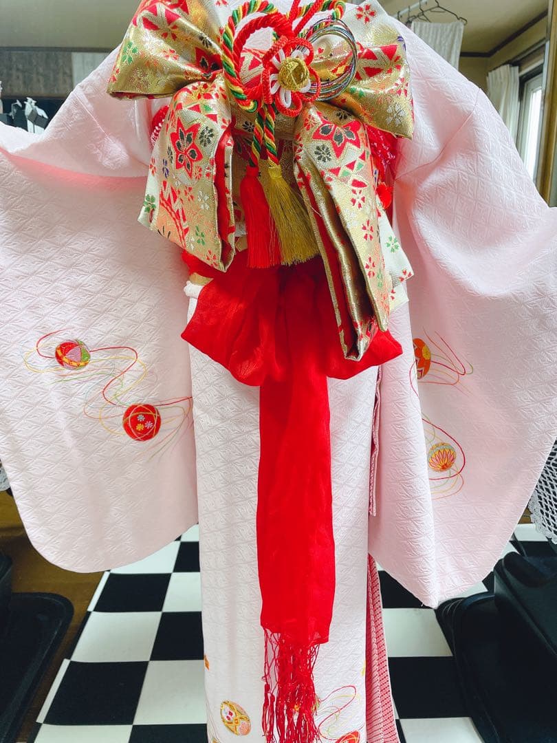七五三5歳様薄ピンクの正絹鞠紋様
