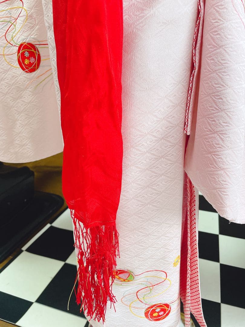 七五三5歳様薄ピンクの正絹鞠紋様