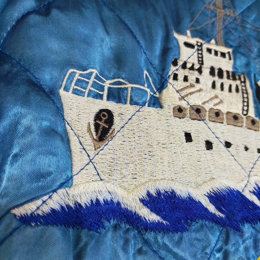 80S 90S　別珍×キルティングサテン　三輪ジッパー　リバーシブルスカジャン