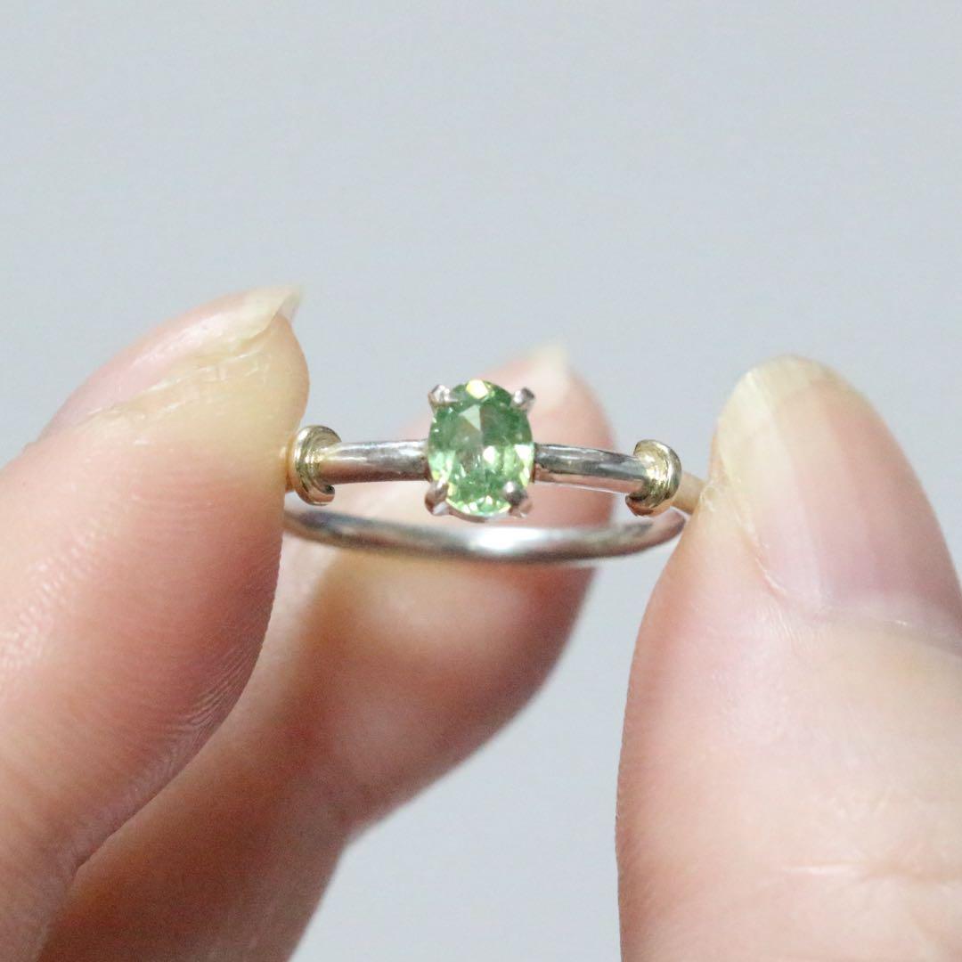 テリ艶⭐︎ナミビア産デマントイドガーネットのK10小ワッカシルバーリング約9号