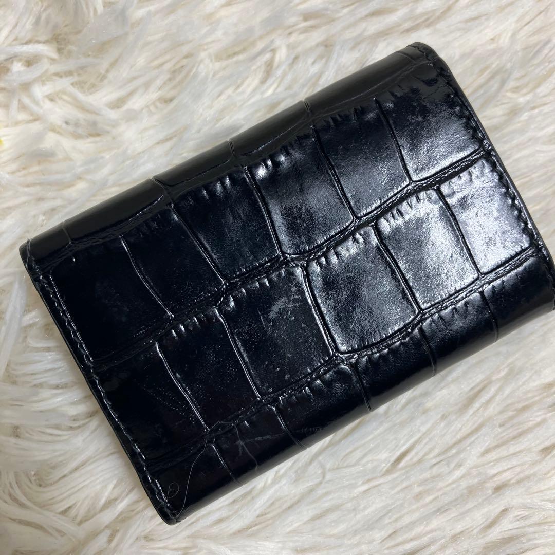 【美品】 バレンシアガ ペーパーウォレット クロコ型押し