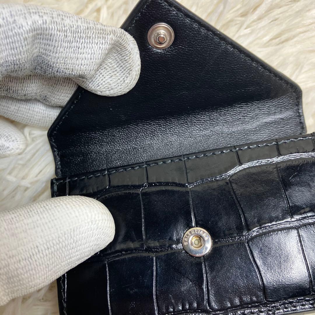 【美品】 バレンシアガ ペーパーウォレット クロコ型押し