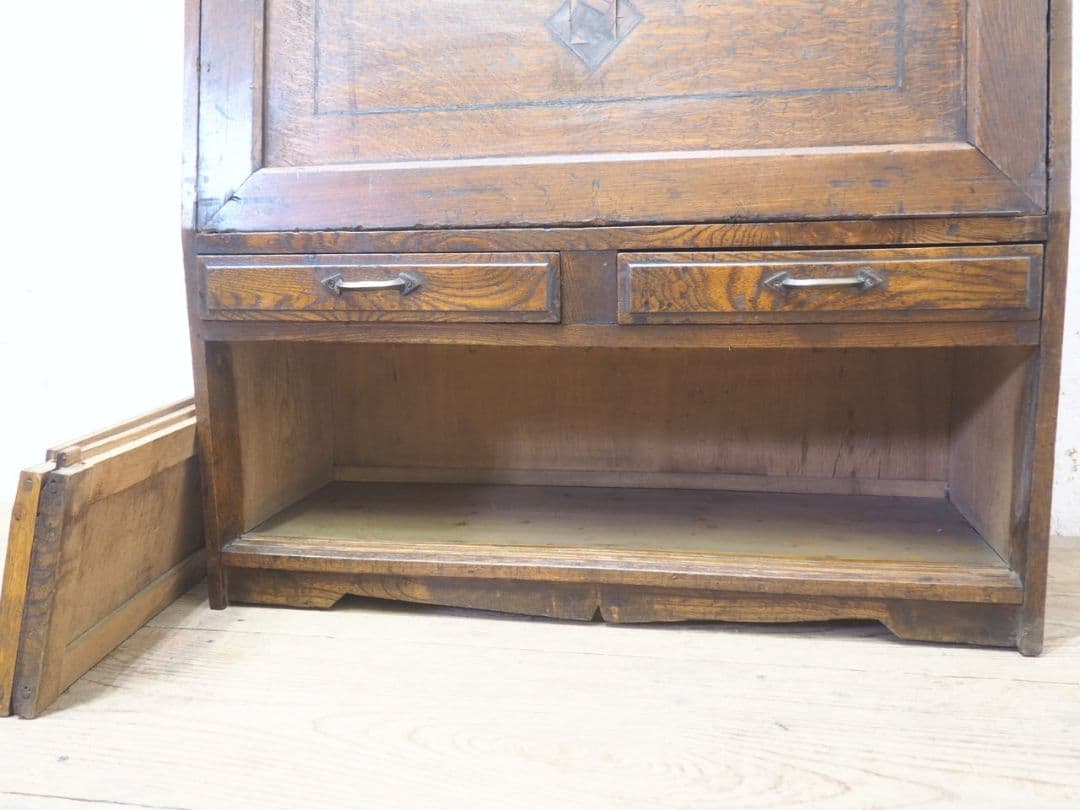 1132 アンティーク　ライティングデスク　帳場机　テーブル　収納棚　レトロ