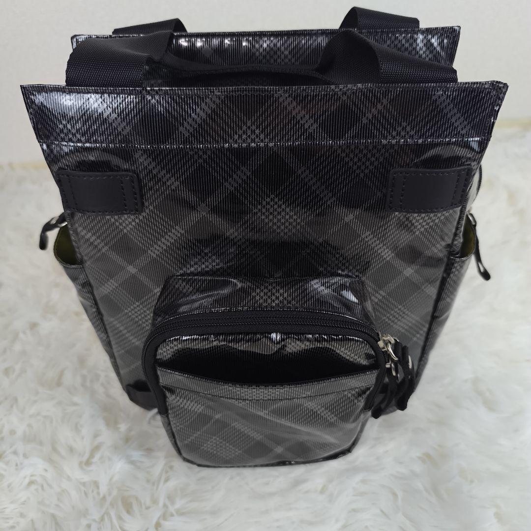 ✨極美品✨ スワニー キャリーバッグ 2way タータンチェック 光沢 黒銀