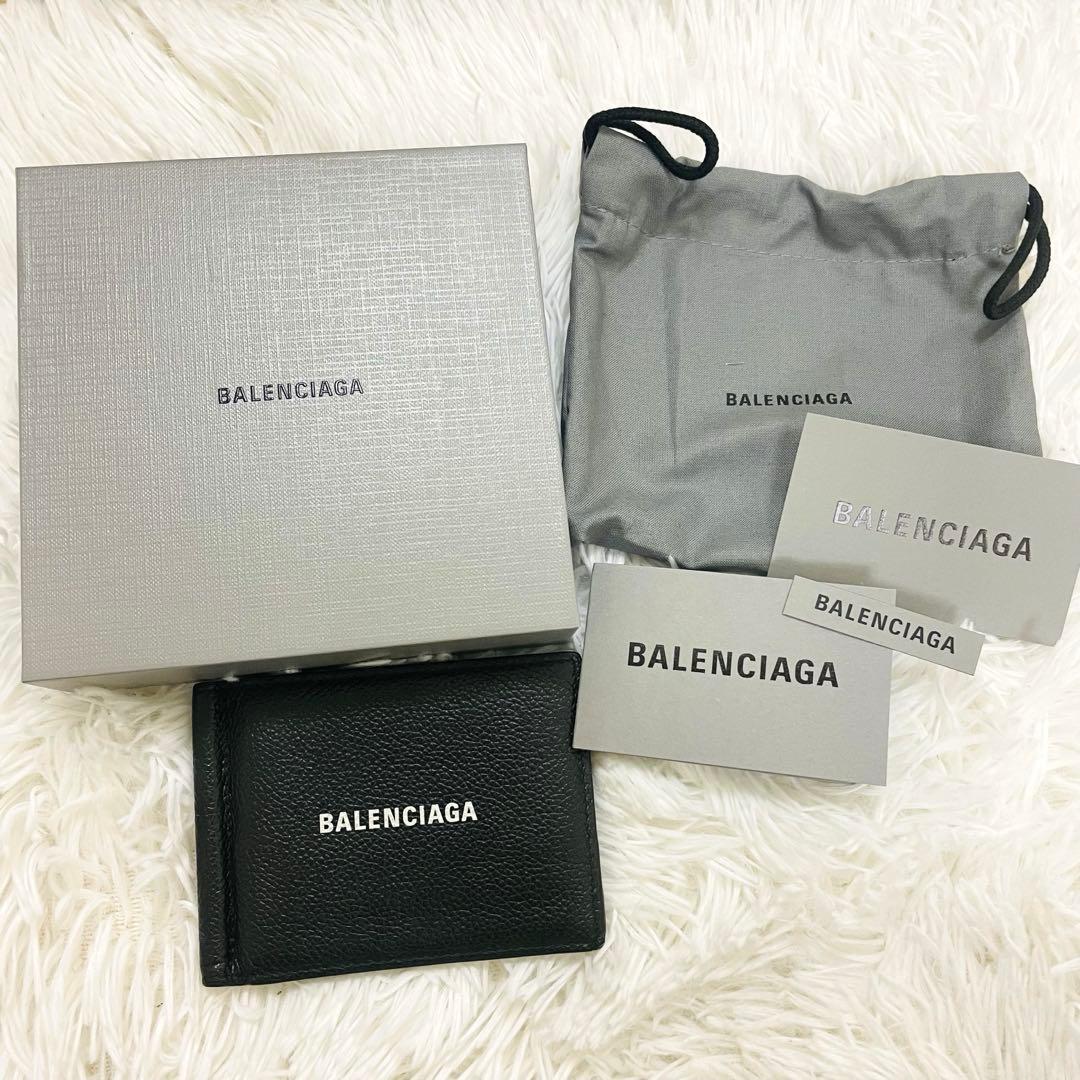極美✨付属完備✨BALENCIAGA マネークリップ レザー エブリデイ 黒