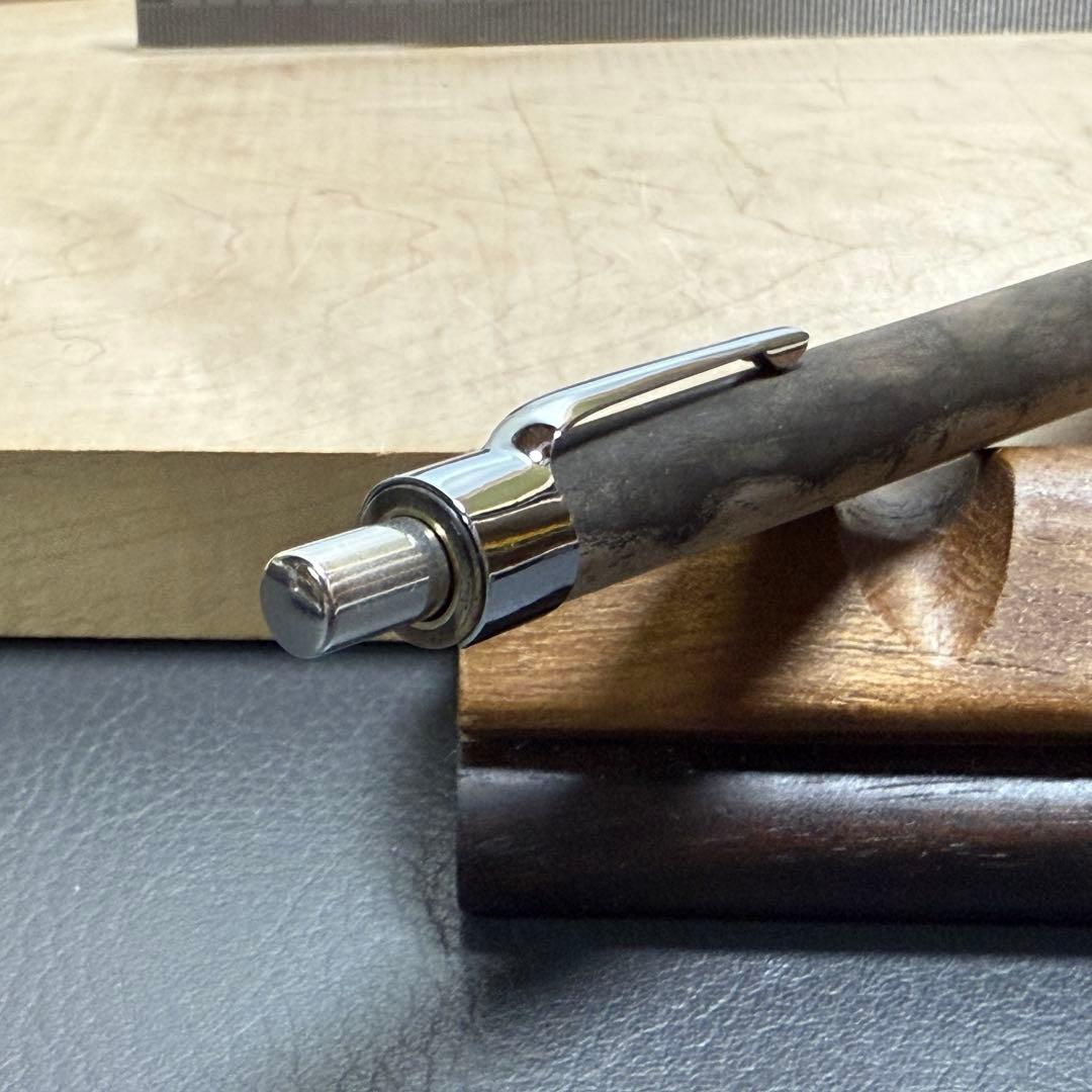 ⭕️お値下げ　　118黒柿　木製シャーペン　強低重心ダブルR ステンレス　無塗装