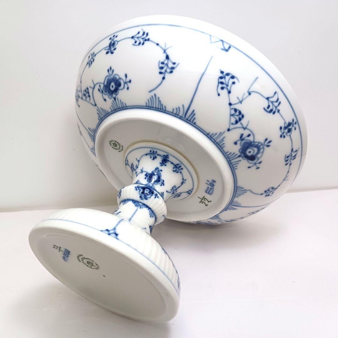 Y3223-2 ロイヤルコペンハーゲン ブルーフルーテッド コンポート　ten