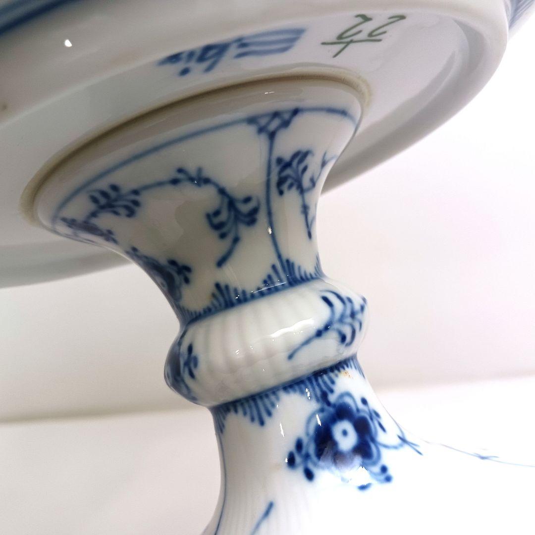 Y3223-2 ロイヤルコペンハーゲン ブルーフルーテッド コンポート　ten