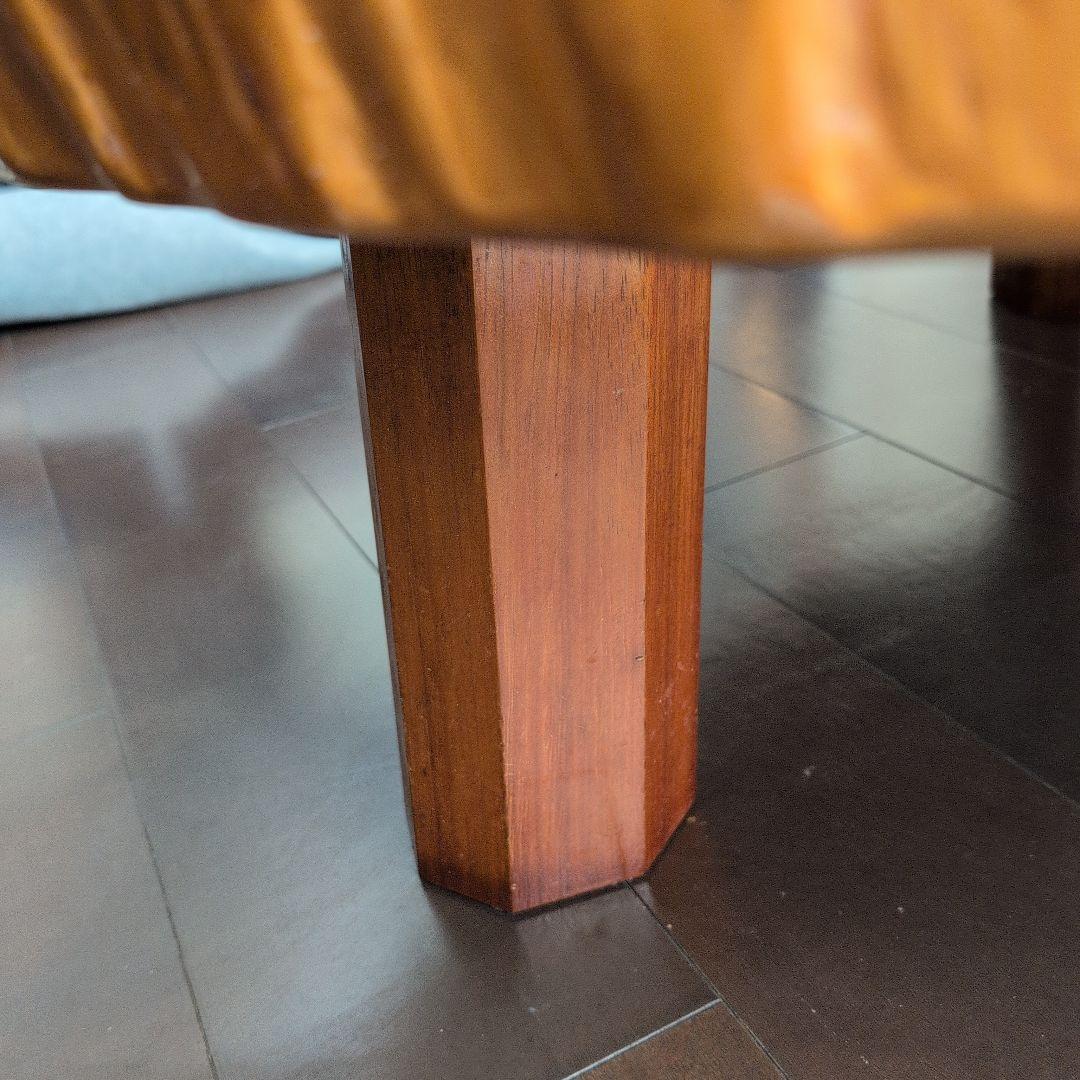 【高級】一枚板輪切り座卓　大株丸太1本木　年輪　天然木 光沢仕上げ