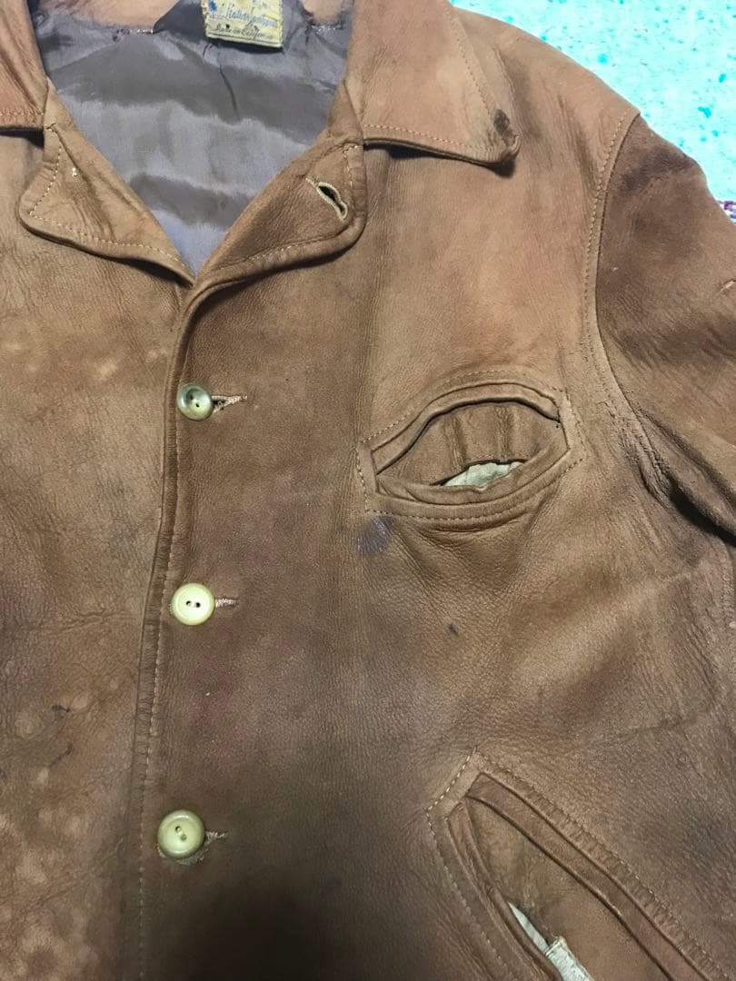 40s BLOCK BILT ヌバック レザージャケット ライダース コサック