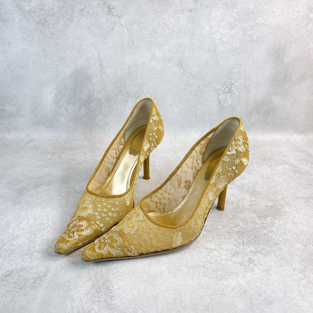 Rene’ Caovilla Gold Lace Pumps 36 1/2