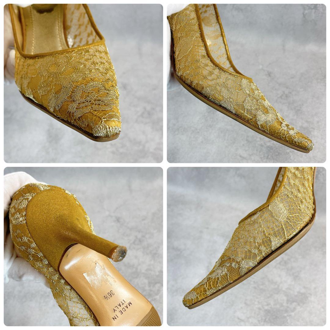 Rene’ Caovilla Gold Lace Pumps 36 1/2
