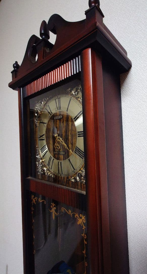 クラシック大型木製掛時計 ダークブラウン