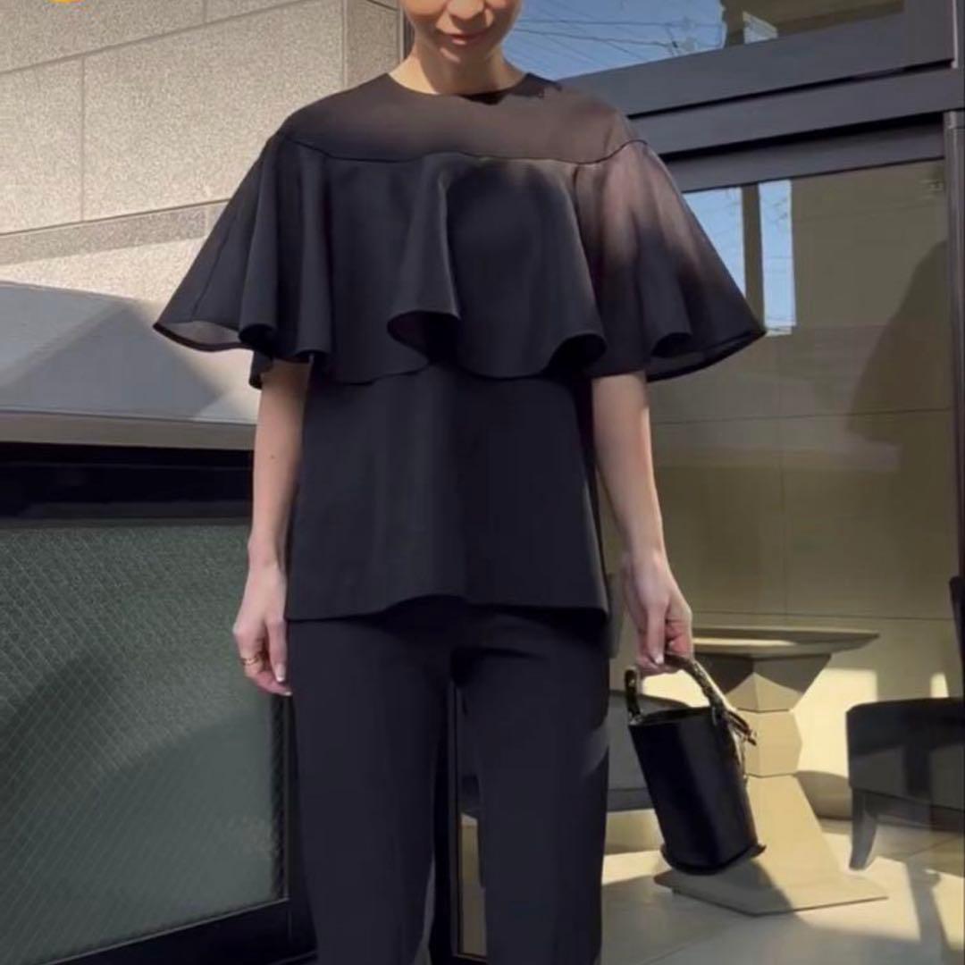 heveオーガンジーケープトップス　ブラック