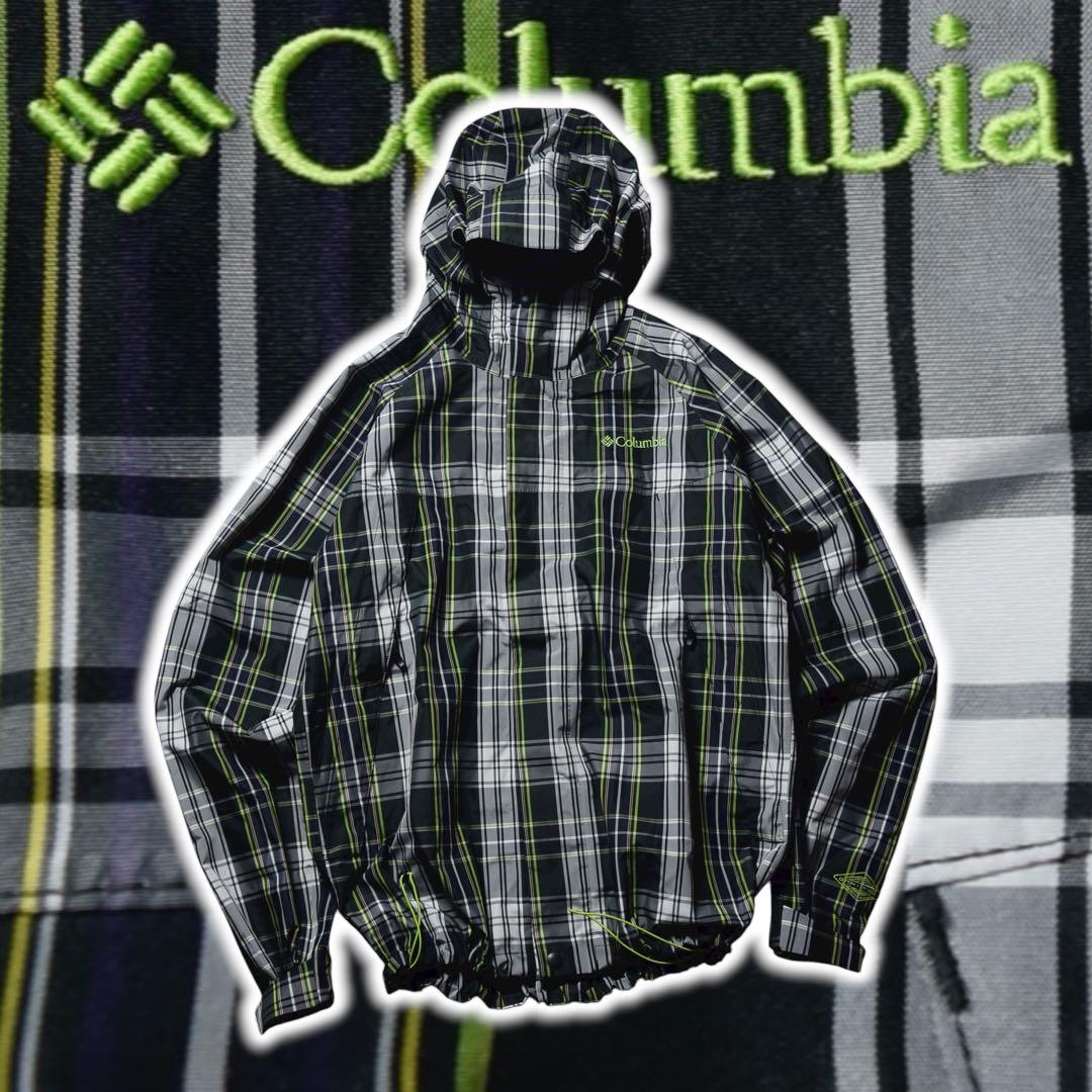 00s Columbia ナイロンシェルジャケット チェック柄 テック系 y2k