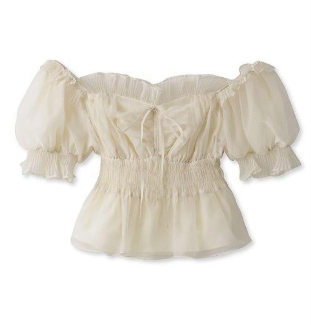 【未使用】snidel スナイデル ギャザーフリルオフショルブラウス IVR