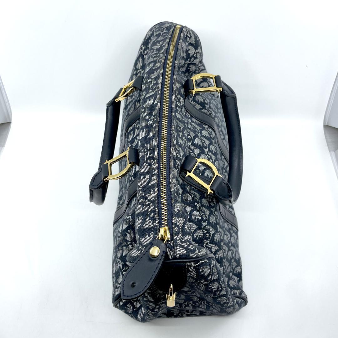 良品　Christian Dior トロッター　ミニボストン　D金具　ネイビー